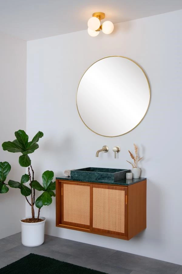 Lucide TRUDY - Flush ceiling light Bathroom - Ø 28 cm - 3xG9 - IP44 - Matt Gold / Brass - ambiance 4